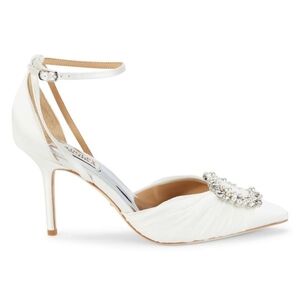 Badgley Mischka White Heels with Embellished Detail